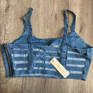 Jean Bandeau back detail w/ zipper new